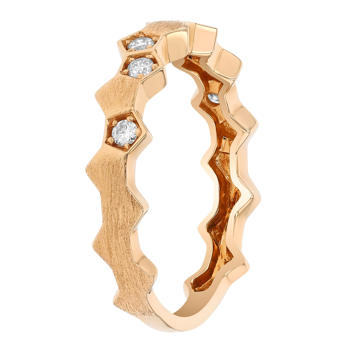 Diamond Pentagon Pattern Ring in Rose Gold