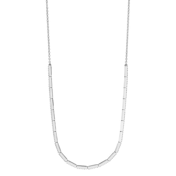 Diamond Half Tennis Choker Necklace in White Gold