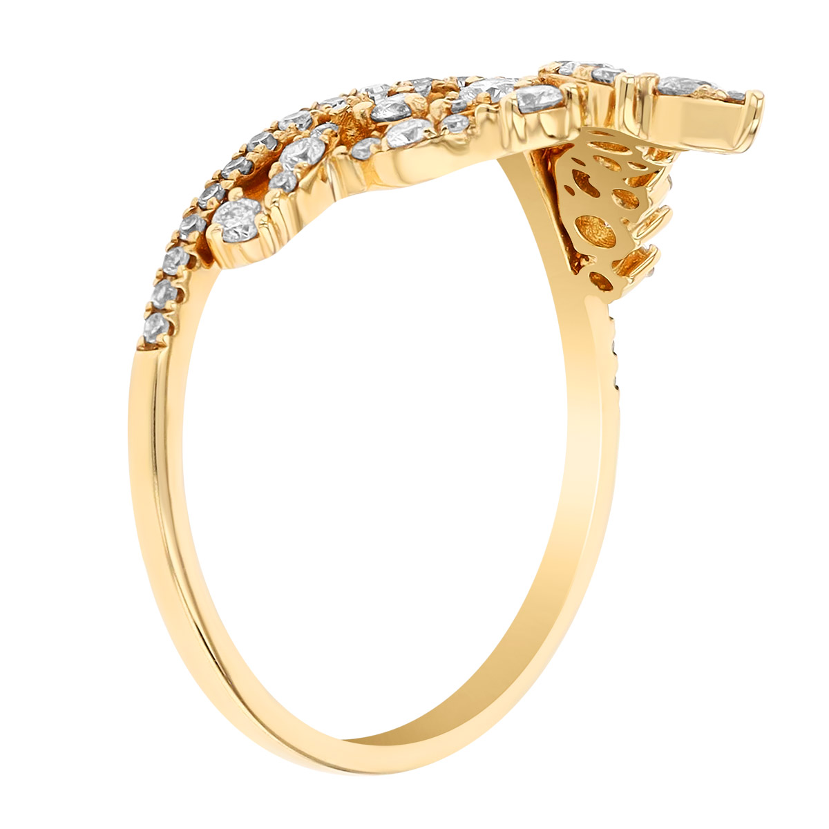 Diamond Cluster Chevron Tiara Ring in Yellow Gold
