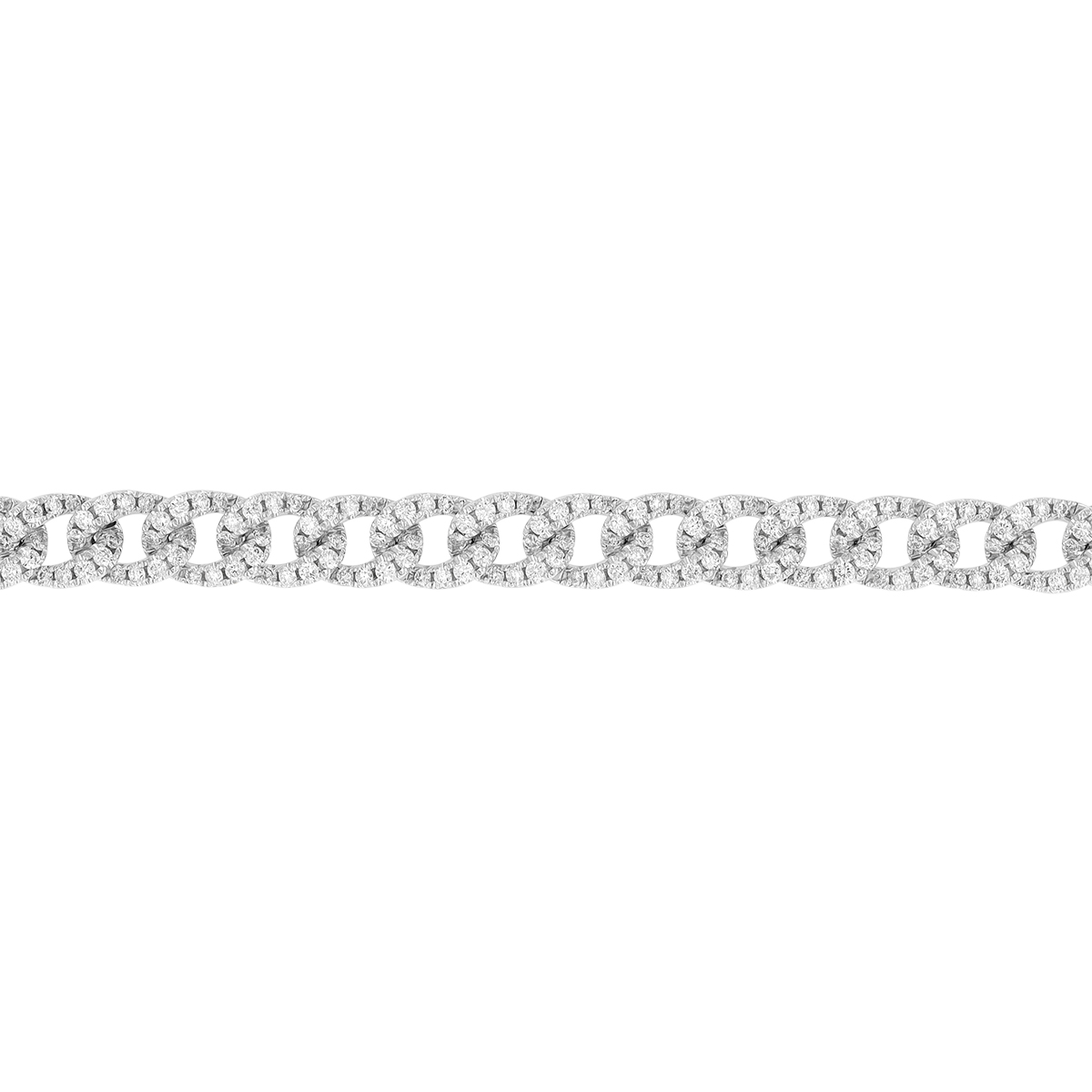 Diamond Pavé Curb Chain Link Bracelet in White Gold, 7