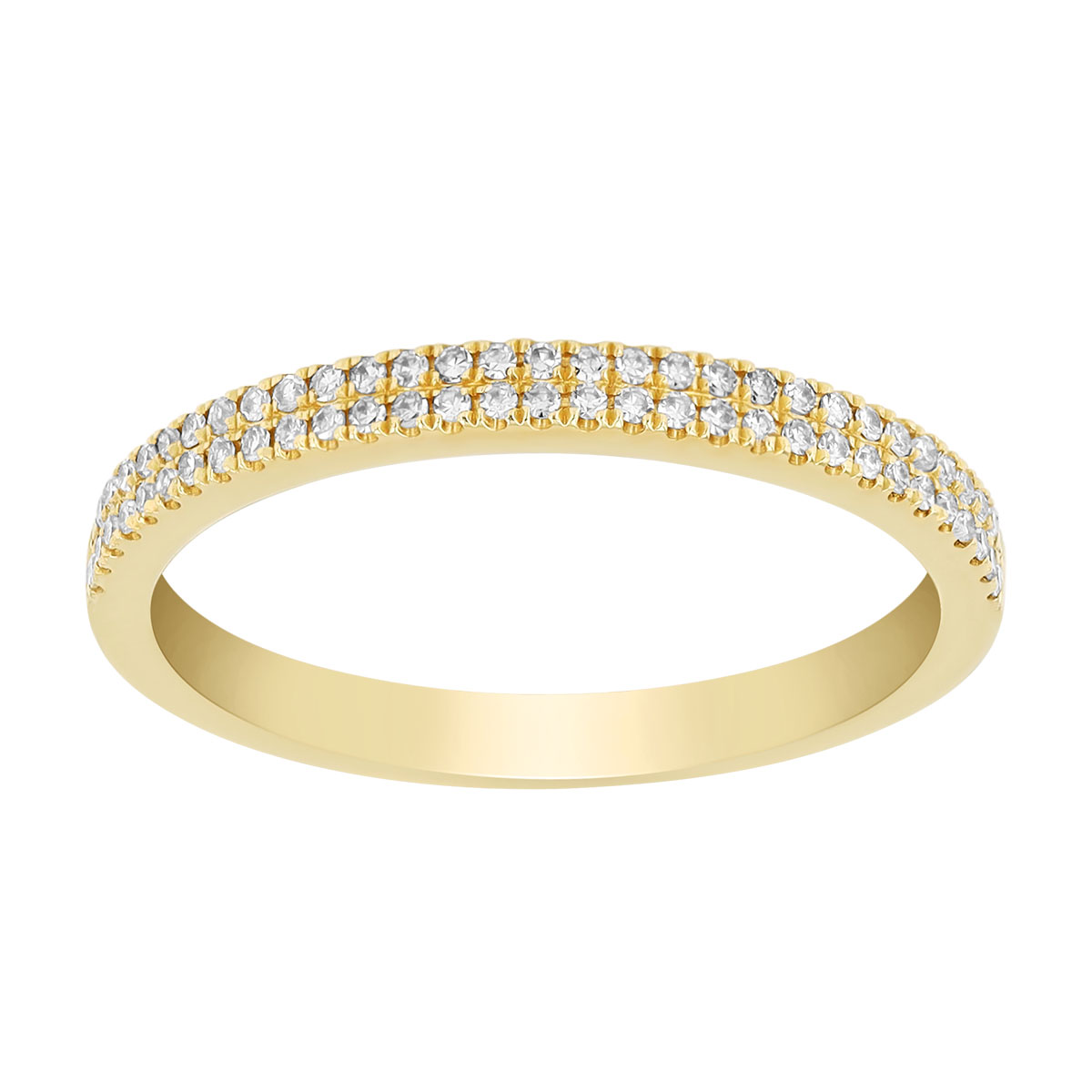 Diamond 2 Row Stacking Ring in Yellow Gold