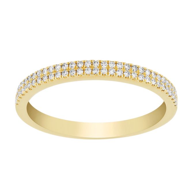 Diamond 2 Row Stacking Ring in Yellow Gold
