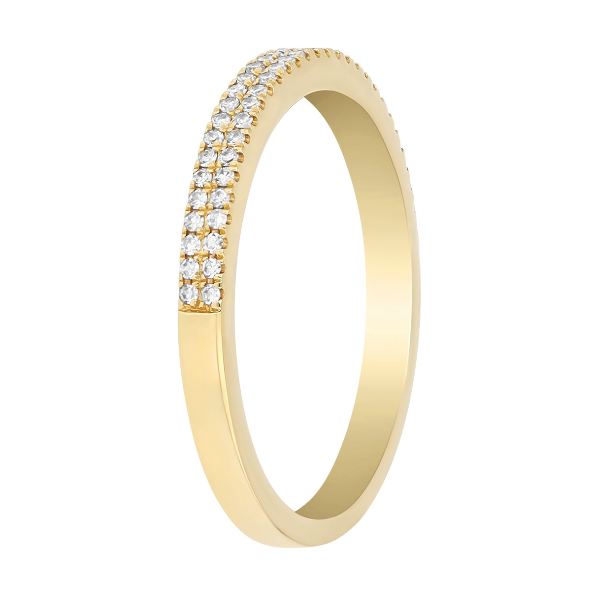 Diamond 2 Row Stacking Ring in Yellow Gold