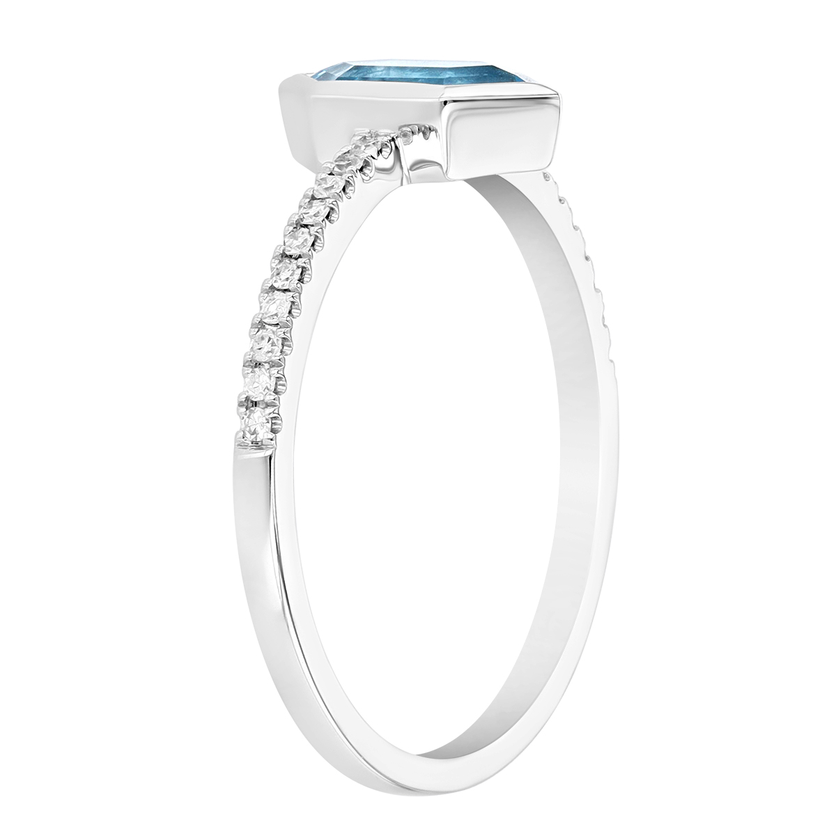 Hexagon Topaz & Diamond Ring in White Gold