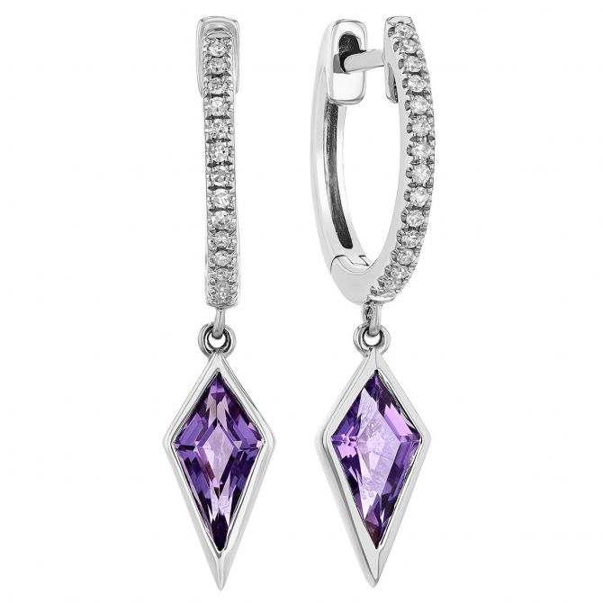 Amethyst drop earrings white gold hotsell