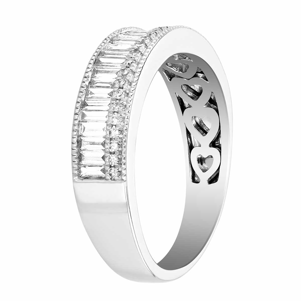 Baguette & Round Diamond Channel Set Ring in White Gold