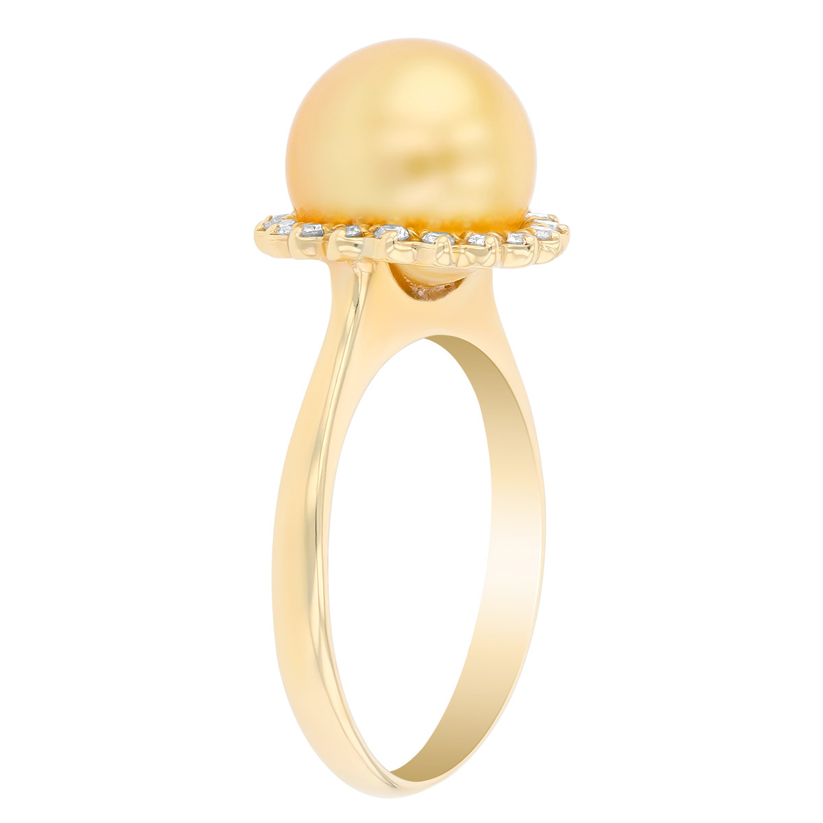 TARA Pearls Golden South Sea Cultured Pearl & Diamond Halo Ring in Yellow Gold