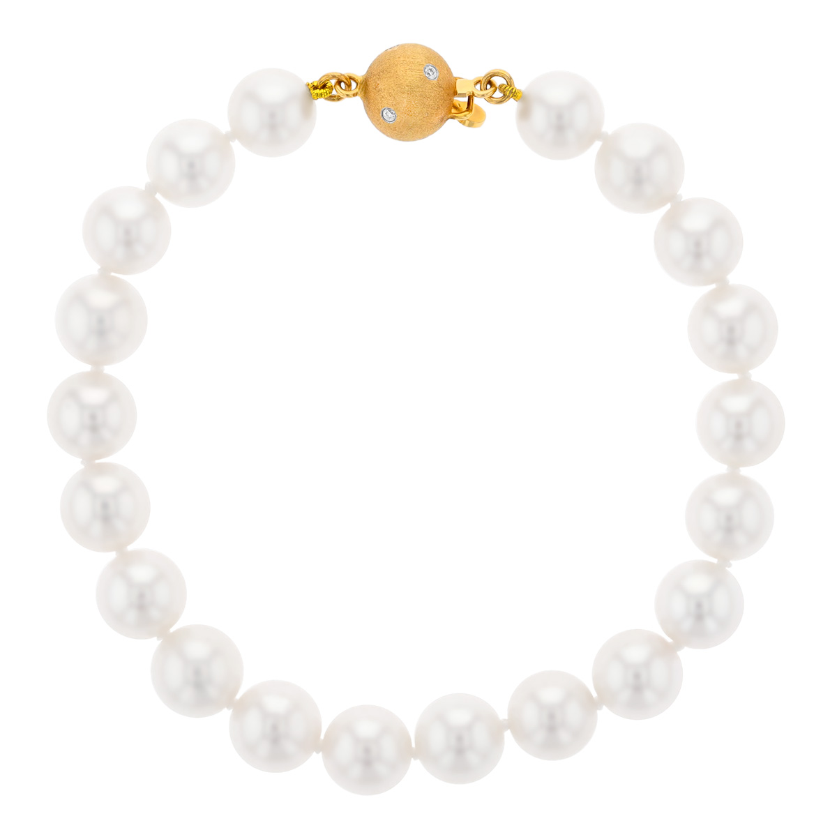 TARA Pearls White Cultured Pearl Bracelet with Yellow Gold & Diamond Clasp, 8-8.5mm
