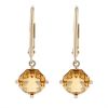 Checkerboard Citrine Drop Earrings in Yellow Gold