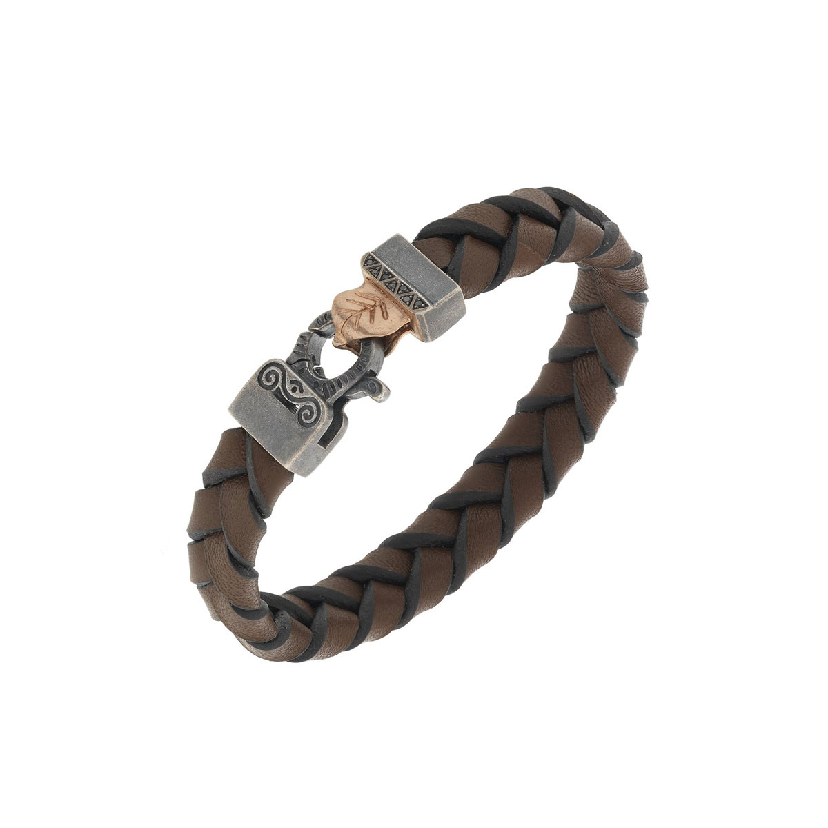 Marco Dal Maso Lash Leather Bracelet with Black Diamonds, Sterling Silver & Vermeil