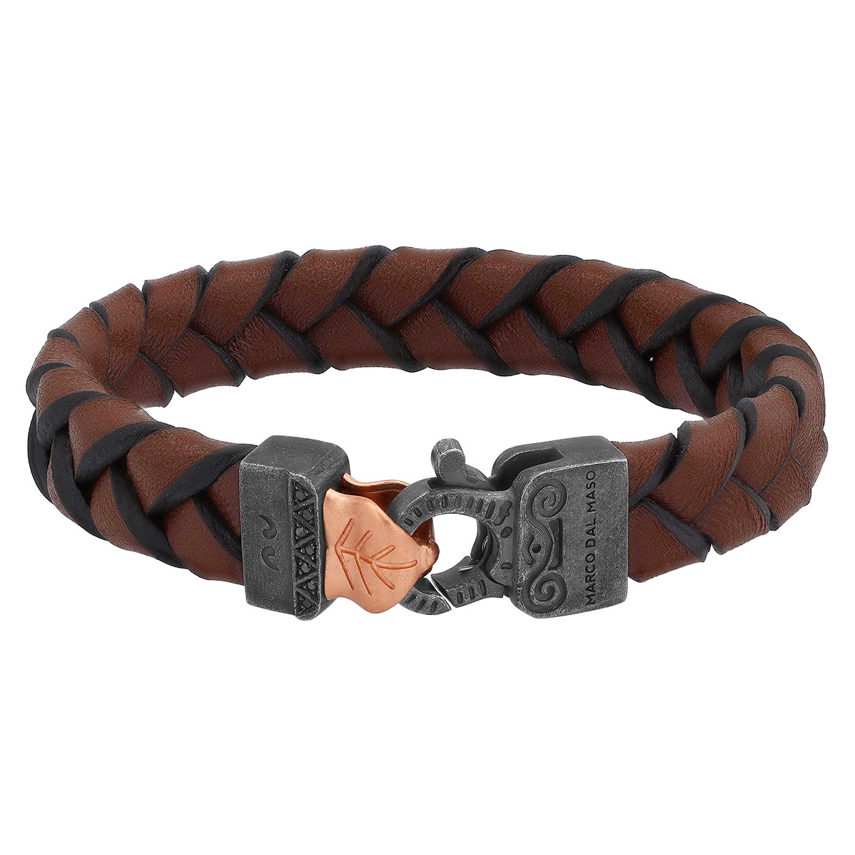 Marco Dal Maso Lash Leather Bracelet with Black Diamonds, Sterling Silver & Vermeil