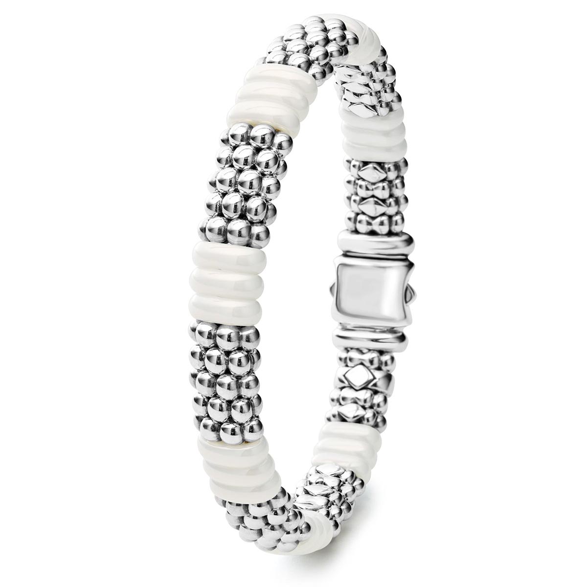 LAGOS White Caviar Ceramic Caviar Beaded Bracelet. 9 mm, 7