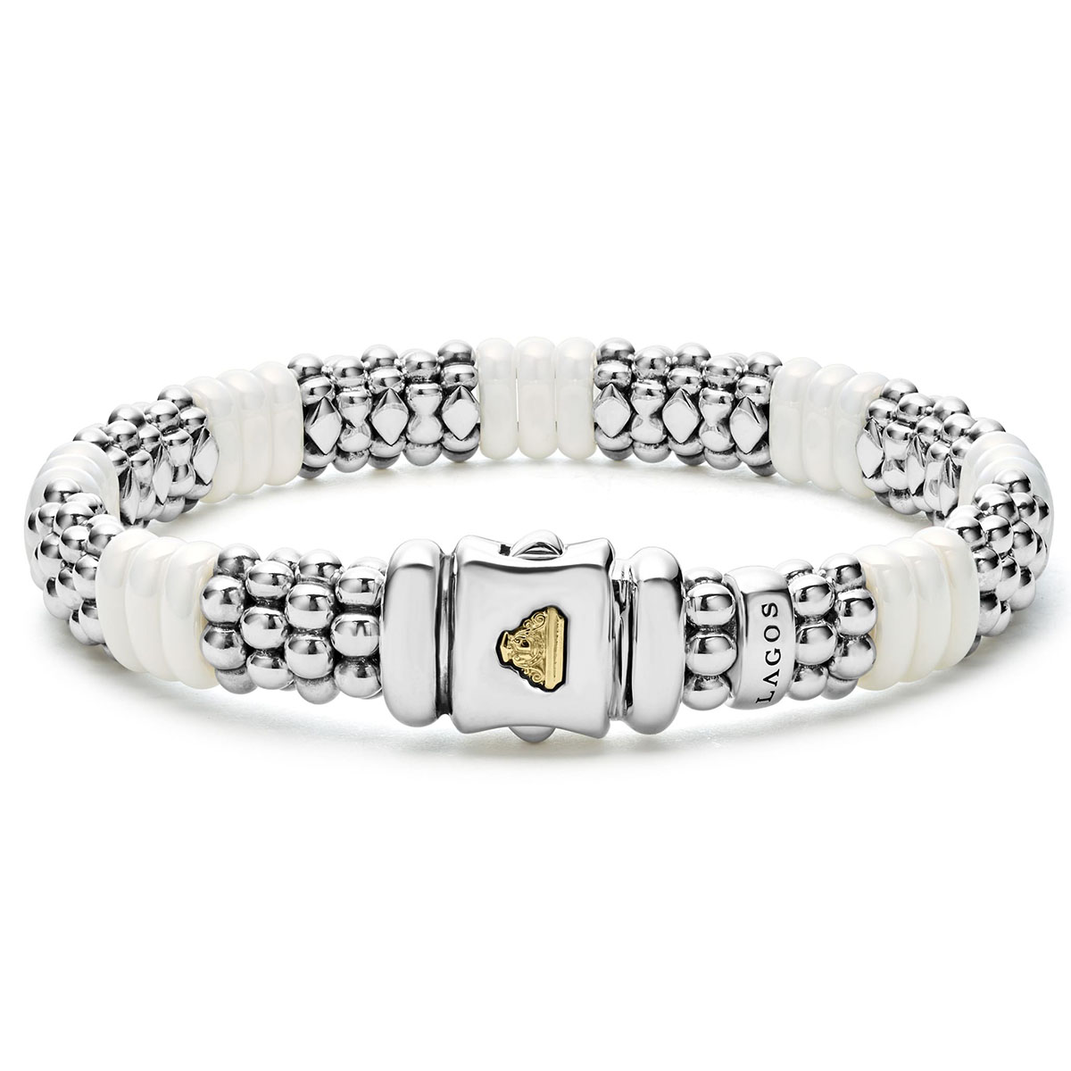 LAGOS White Caviar Ceramic Caviar Beaded Bracelet. 9 mm, 7