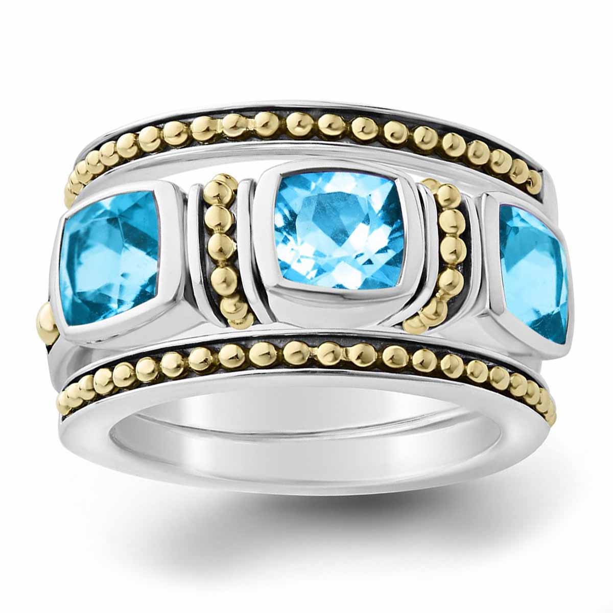 LAGOS Caviar Color Swiss Blue Topaz Stacking Rings, Size 7