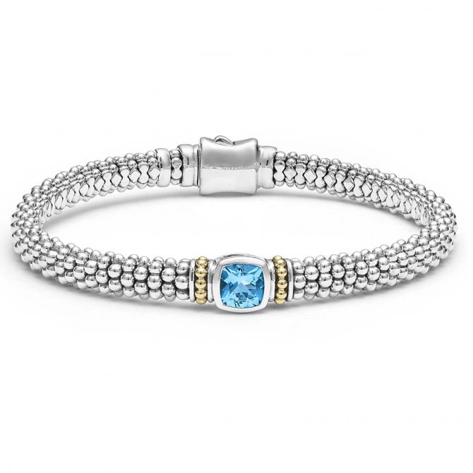 LAGOS Caviar Color Swiss Blue Topaz Caviar Bracelet, 6 mm, 7"