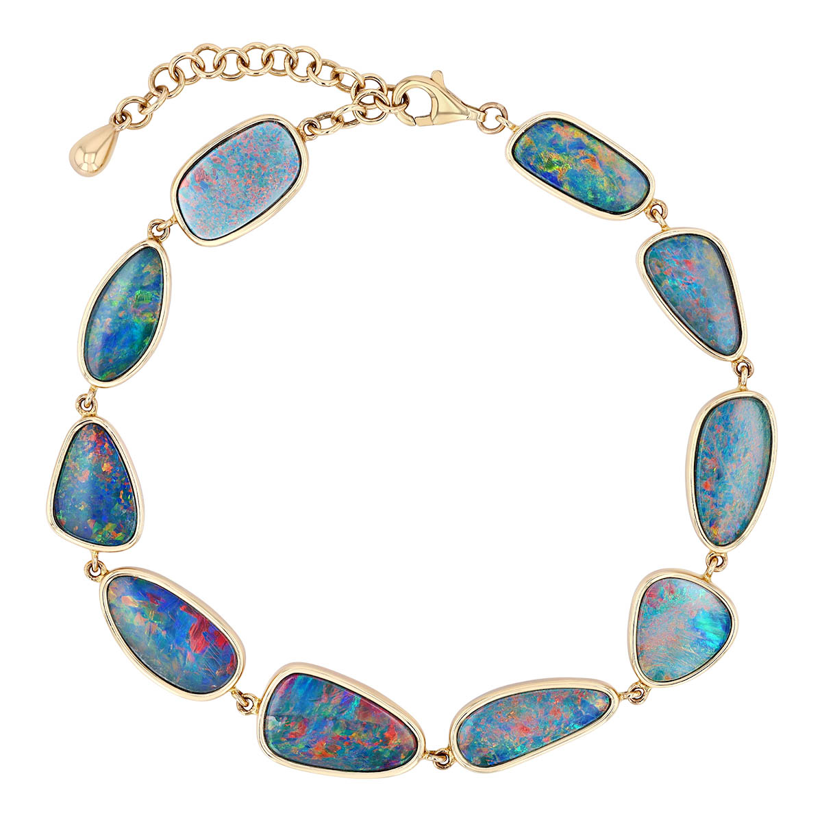 Bezel Set Opal Bracelet in Yellow Gold, 9