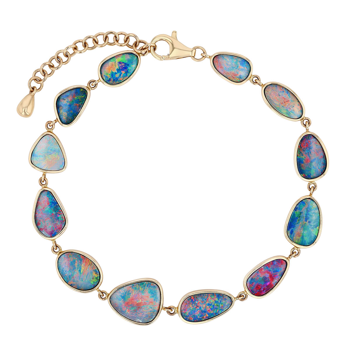 Bezel Set Opal Bracelet in Yellow Gold, 9