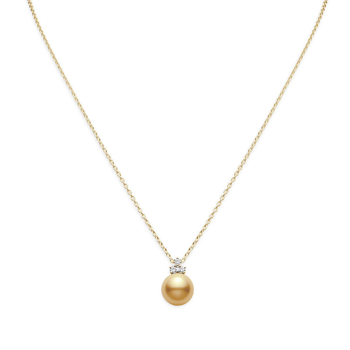 Mikimoto Golden South Sea Single Cultured Pearl Pendant with Diamond Bail in Yellow Gold, 20