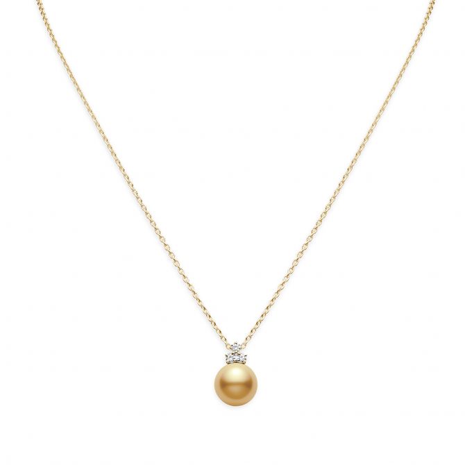 Mikimoto Golden South Sea Single Cultured Pearl Pendant with Diamond Bail in Yellow Gold, 20"
