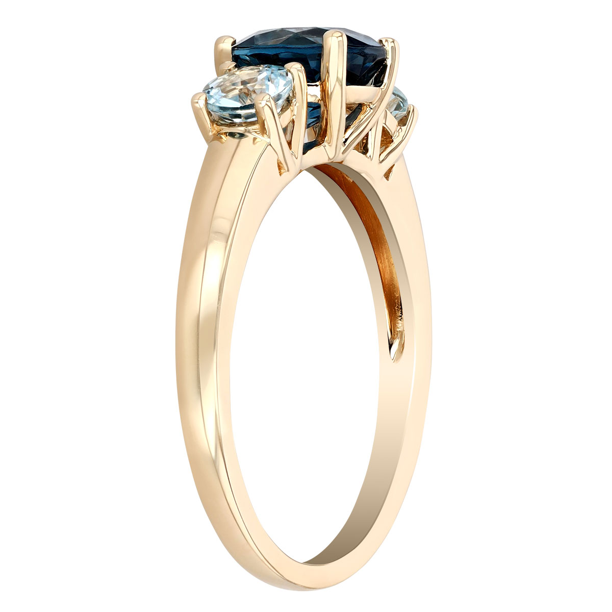 Round Topaz & Diamond 3 Stone Ring in Yellow Gold