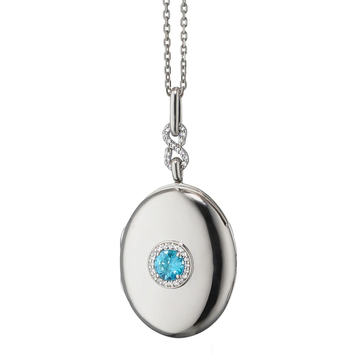 Monica Rich Kosann Blue Topaz & White Sapphire Infinity Locket in Sterling Silver, 32