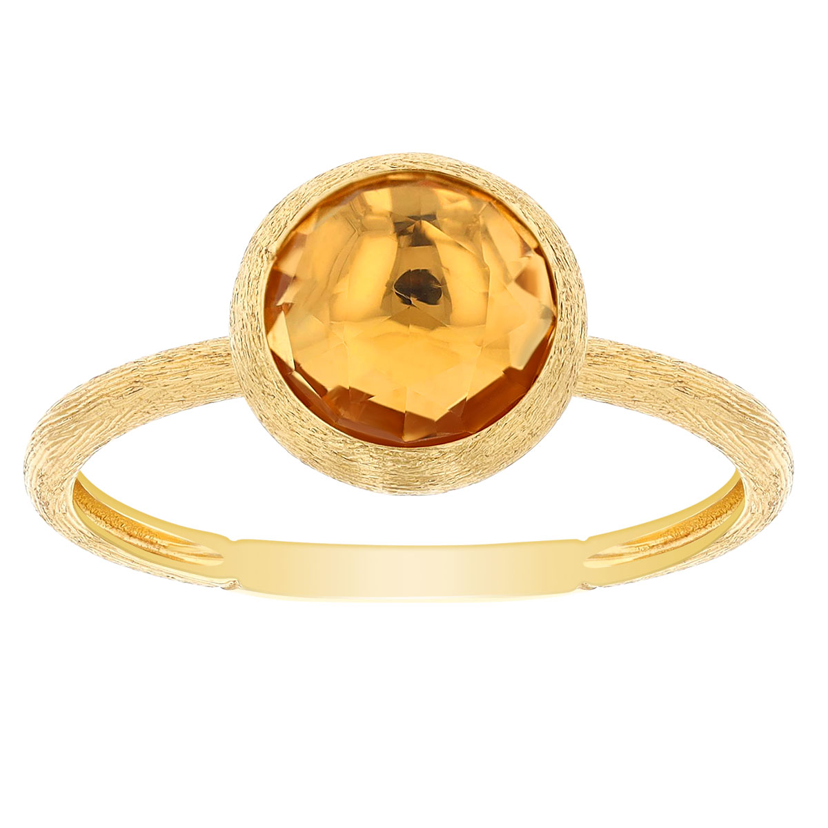 Marco Bicego Jaipur Rose Cut Citrine Bezel Set Ring in Yellow Gold