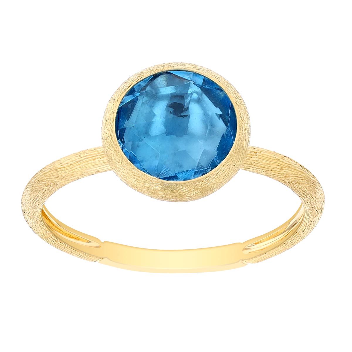 Marco Bicego Jaipur Rose Cut Blue Topaz Bezel Set Ring in Yellow Gold
