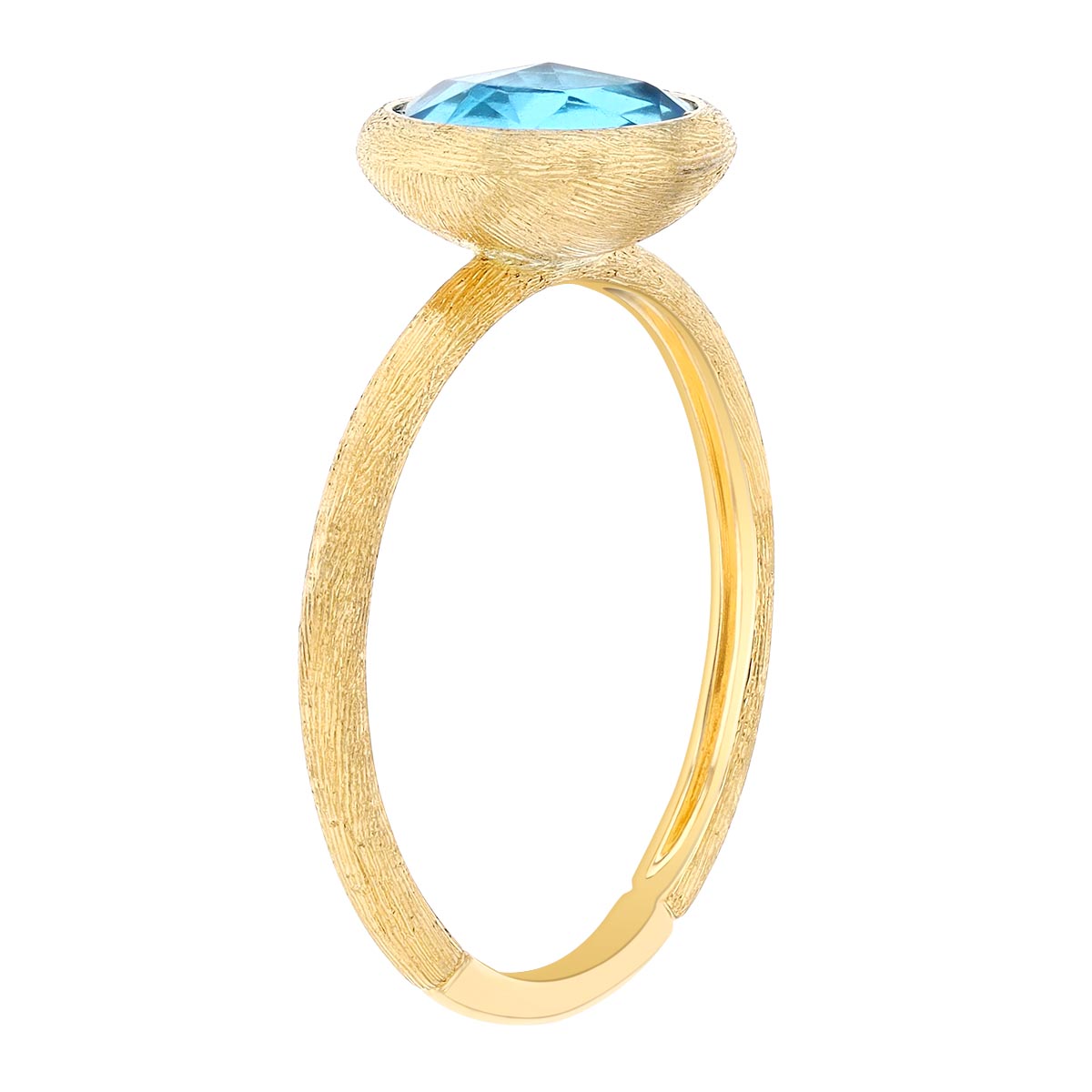 Marco Bicego Jaipur Rose Cut Blue Topaz Bezel Set Ring in Yellow Gold