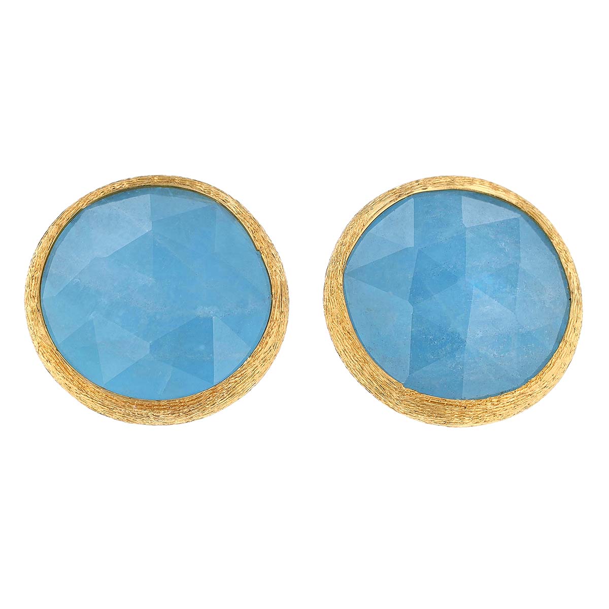 Marco Bicego Jaipur Aquamarine Stud Earrings in Yellow Gold