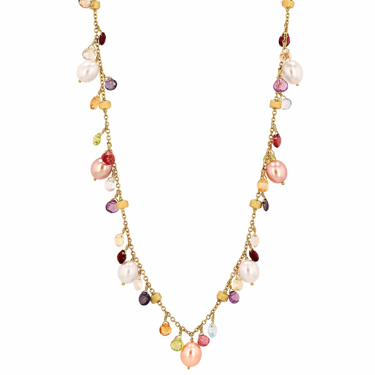 Marco Bicego Paradise Mixed Gemstone Fringe Necklace in Yellow Gold, 16.5