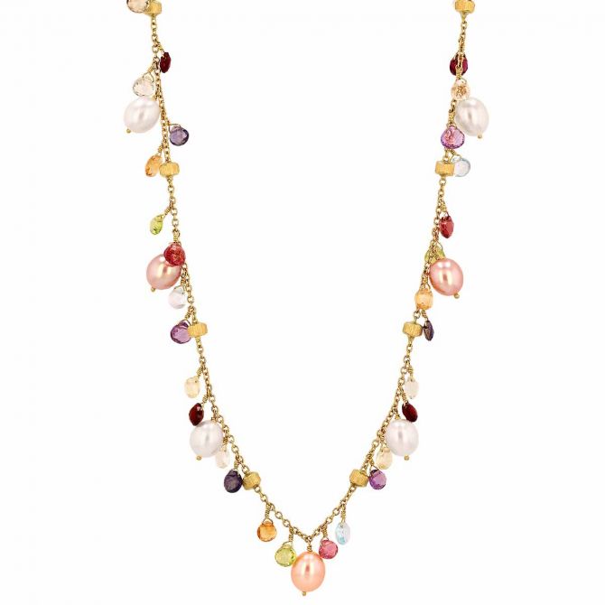 Marco Bicego Paradise Mixed Gemstone Fringe Necklace in Yellow Gold, 16.5"