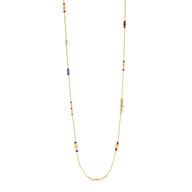 Gurhan Rain Emerald, Ruby & Sapphire Bead Long Necklace in 24K Yellow Gold, 49"