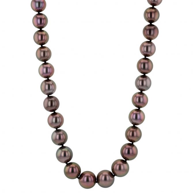 TARA Pearls Tahitian South Sea Cultured Pearl Strand Necklace with Diamond & Yellow Gold Clasp, 19"