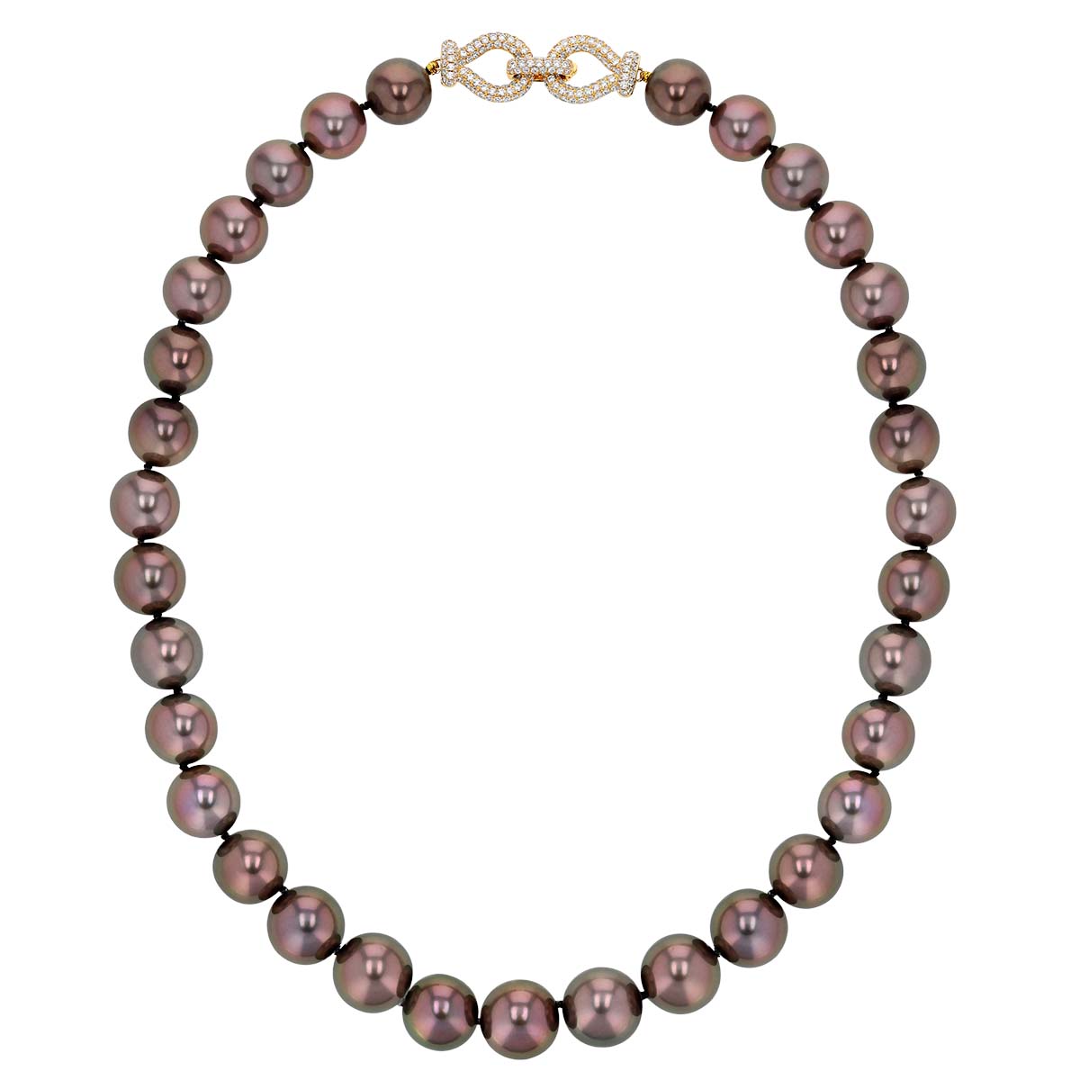 TARA Pearls Tahitian South Sea Cultured Pearl Strand Necklace with Diamond & Yellow Gold Clasp, 19