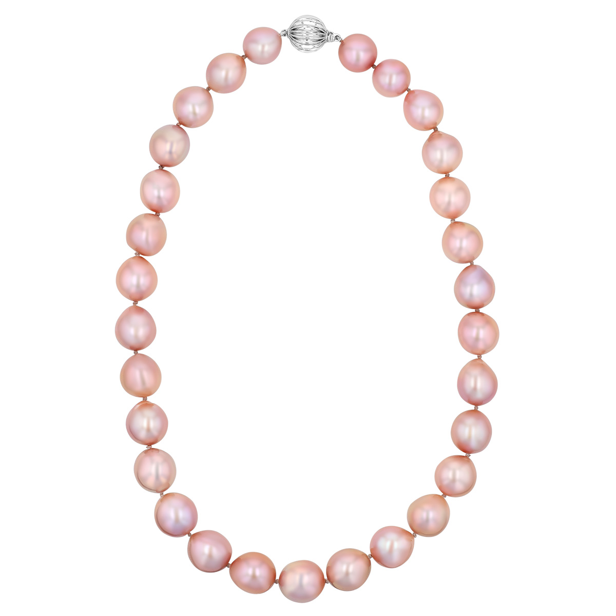 TARA Pearls Pink Baroque Freshwater Cultured Pearl Necklace with White Gold Clasp, 19