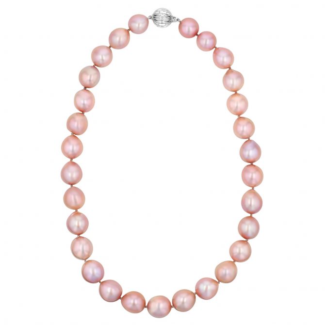 TARA Pearls Pink Baroque Freshwater Cultured Pearl Necklace with White Gold Clasp, 19"