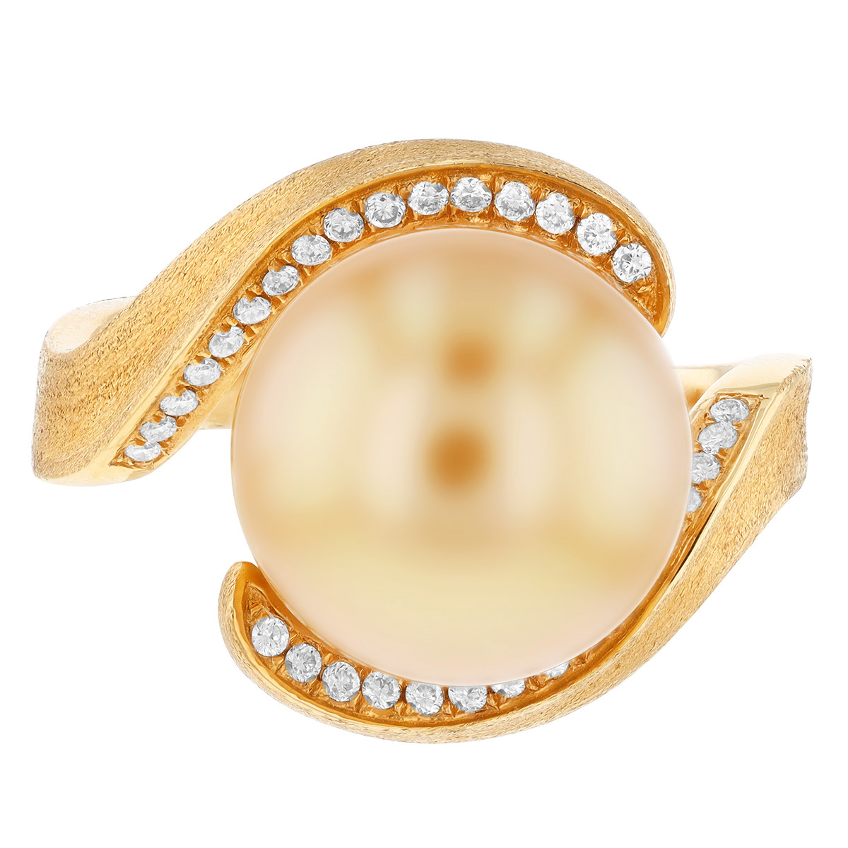 TARA Pearls Golden South Sea Cultured Pearl & Diamond Swirl Ring in Yellow Gold