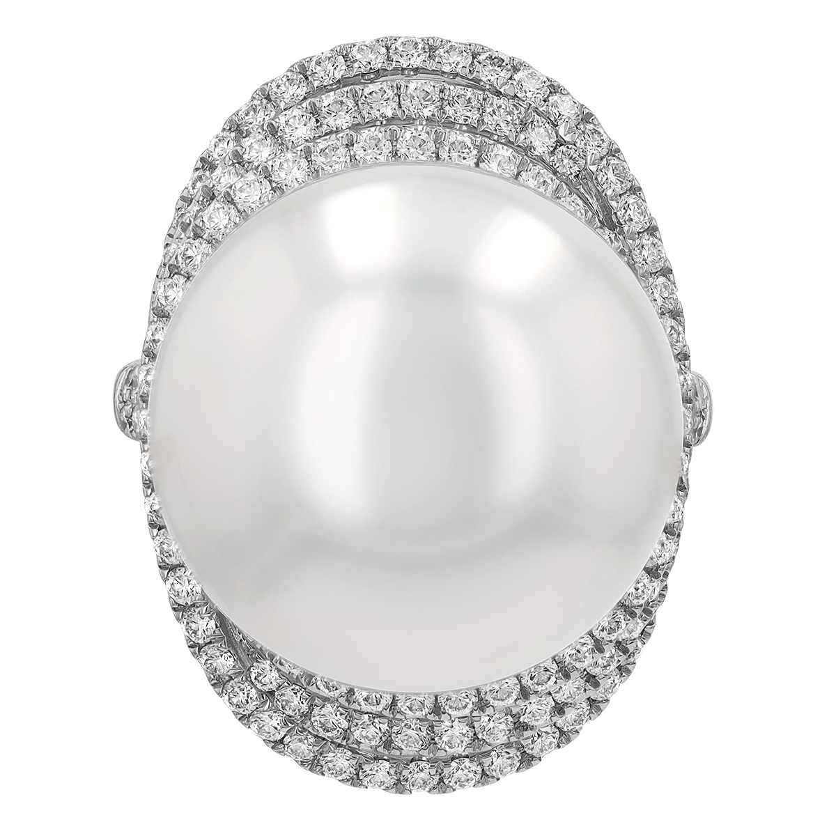 TARA Pearls South Sea Cultured Pearl & Diamond Swirl Ring in White Gold