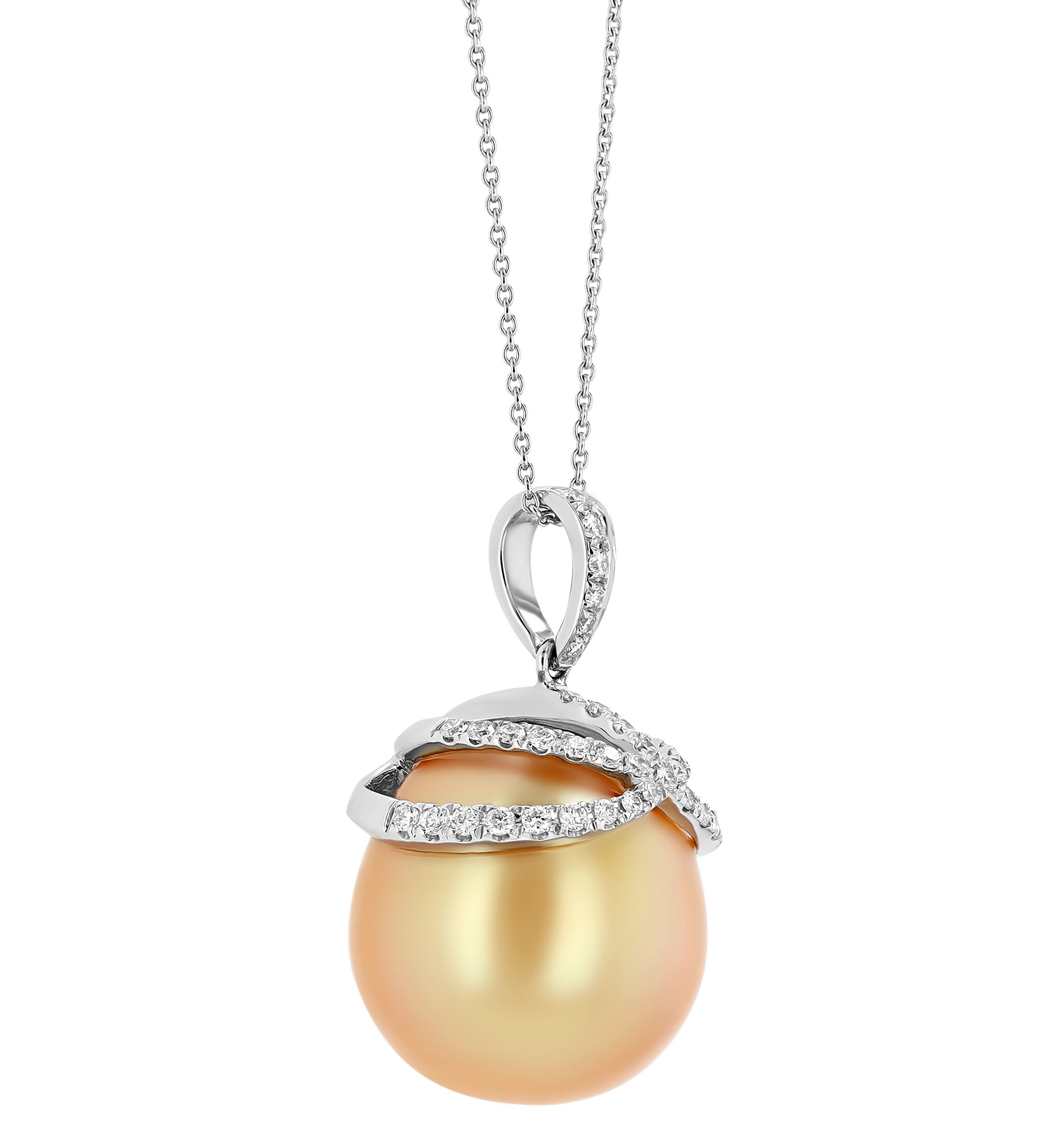 TARA Pearls Golden South Sea Cultured Pearl & Diamond Wrap Pendant in White Gold