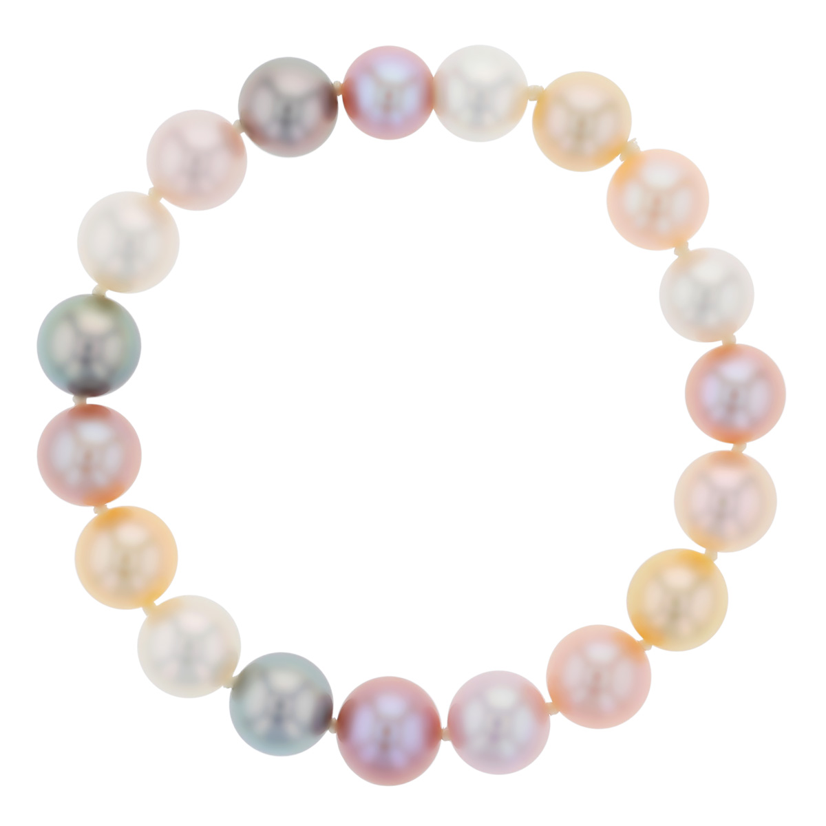 TARA Pearls Tahitian, White, & Golden South Sea and Multicolored Freshwater Pearl Bracelet, 7.75