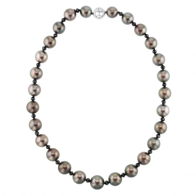 TARA Pearls Tahitian South Sea Cultured Pearl Strand Necklace & Black Diamond Briolette, 17.5"