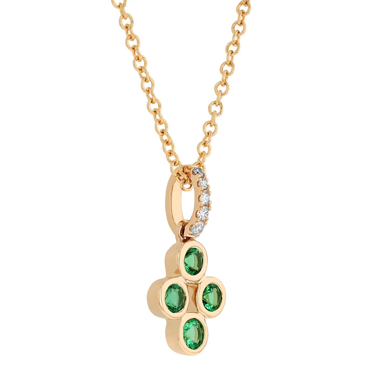 Emerald & Diamond Quartet Pendant in Yellow Gold, 18