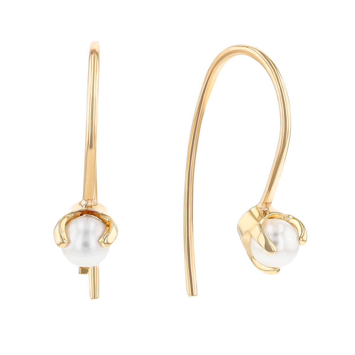 Zoe Chicco Freshwater Cultured Pearl Short Wire Threader Earrings in Yellow Gold