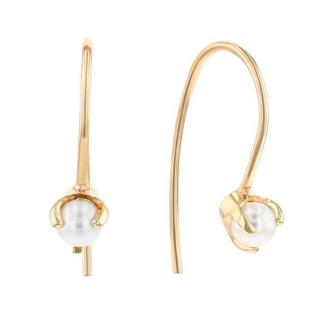 Zoe Chicco Freshwater Cultured Pearl Short Wire Threader Earrings in Yellow Gold