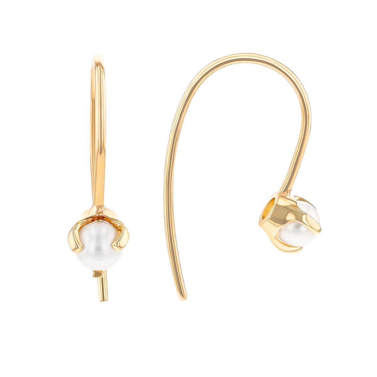 Zoe Chicco Freshwater Cultured Pearl Short Wire Threader Earrings in Yellow Gold