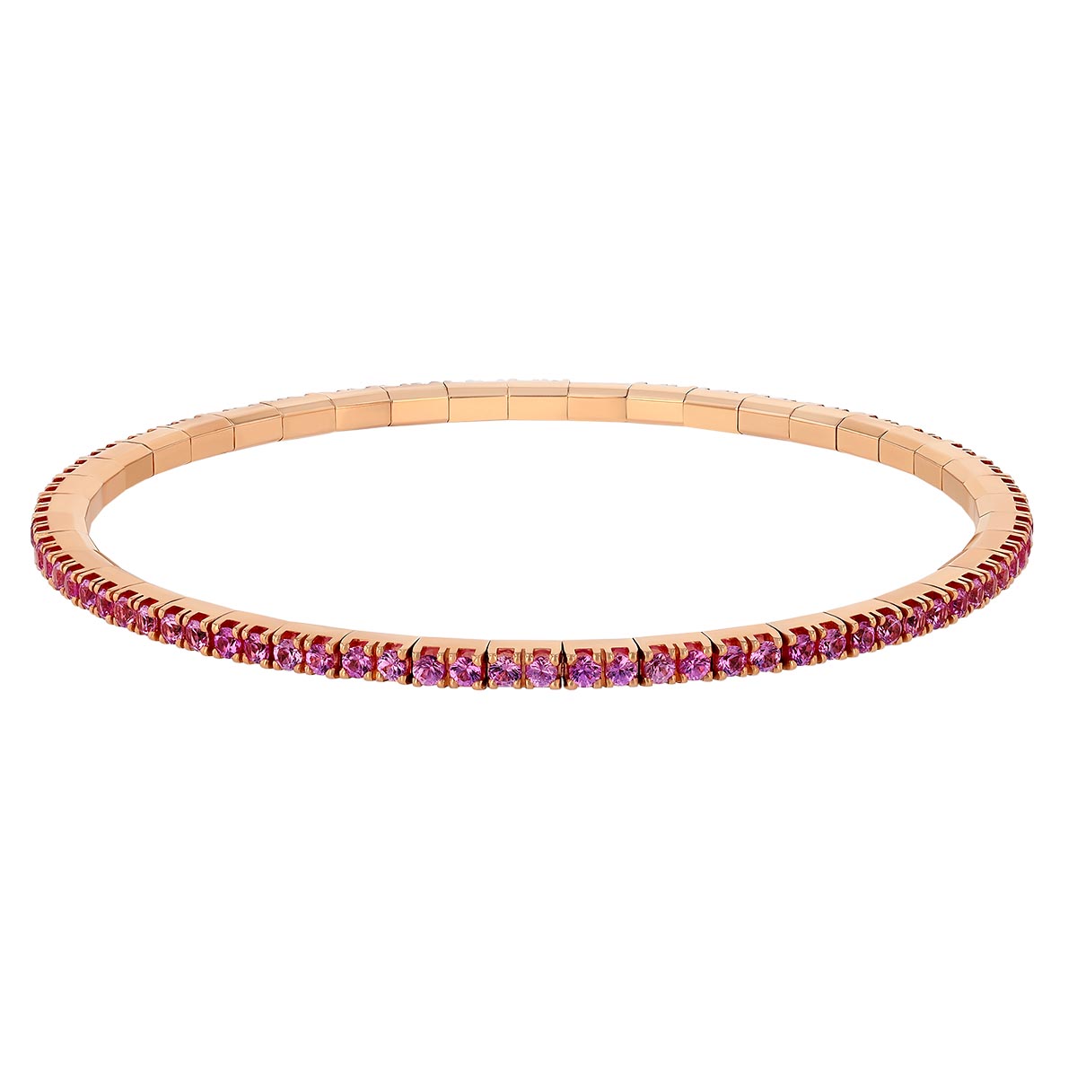 Demeglio Extensible Round Pink Sapphire Stretch Tennis Bracelet in Rose Gold