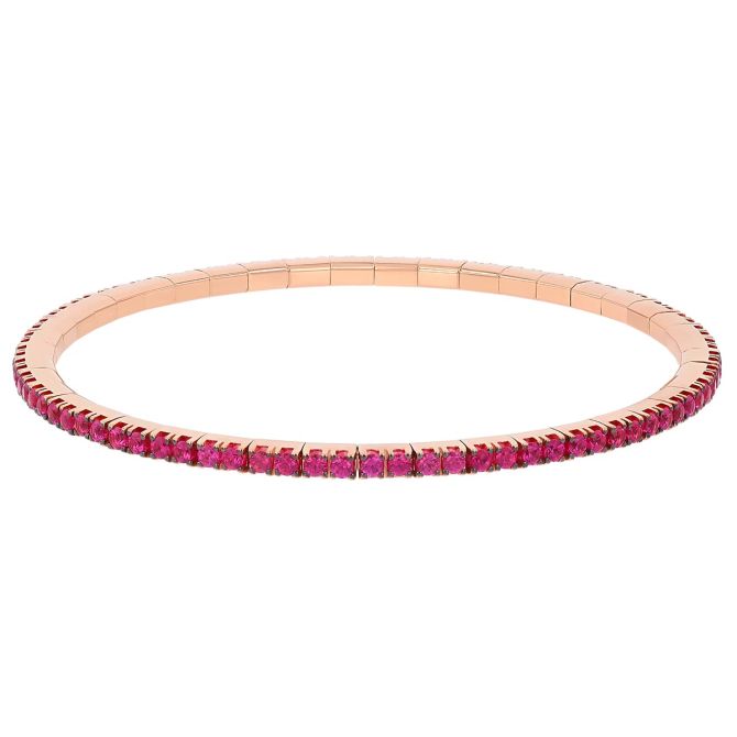 Demeglio Extensible Ruby Tennis Stretch Bracelet in Rose Gold