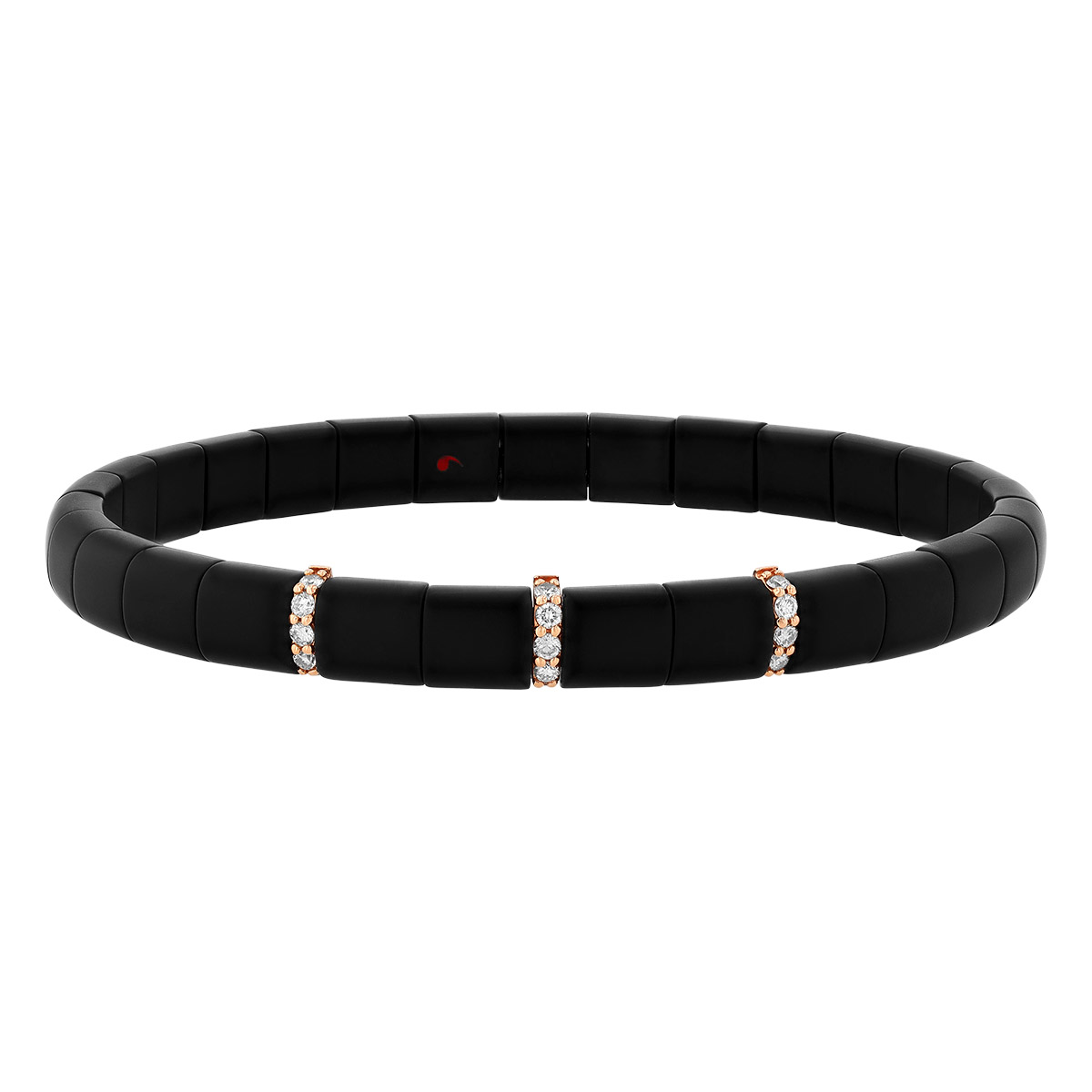 Demeglio Pura 3 Diamond Station Black Ceramic Stretch Bracelet