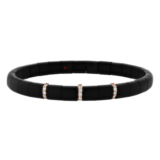 Demeglio Pura 3 Diamond Station Black Ceramic Stretch Bracelet