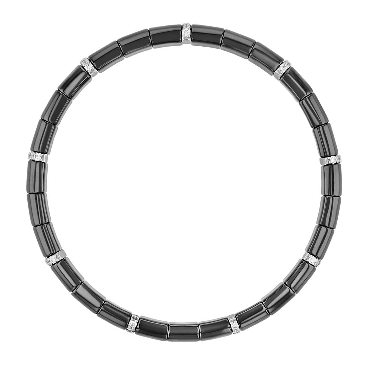 Roberto Demeglio Pura Diamond 9 Station Black Ceramic Stretch Bracelet